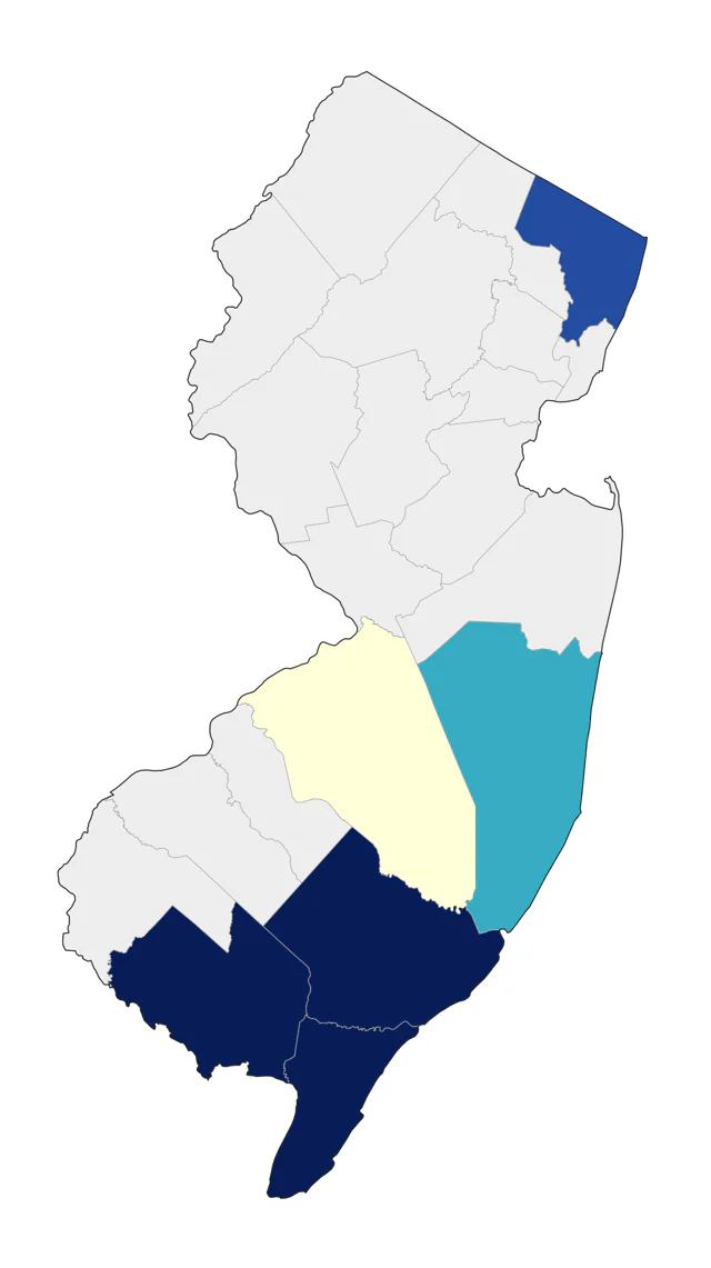 Curlew Sandpiper county map