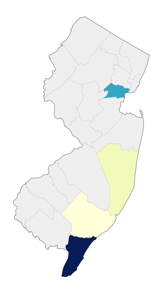 Long-billed Curlew county map