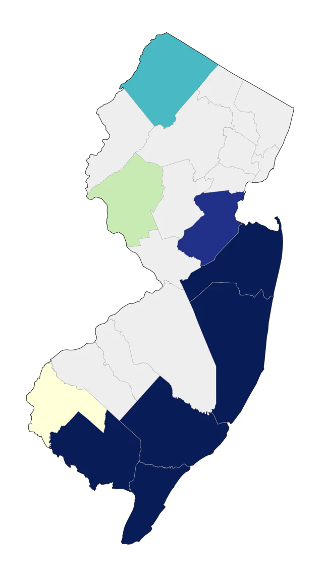 Piping Plover county map