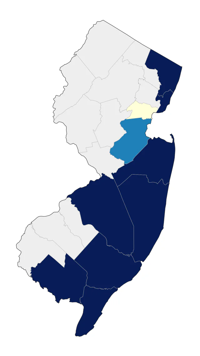 Saltmarsh Sparrow county map