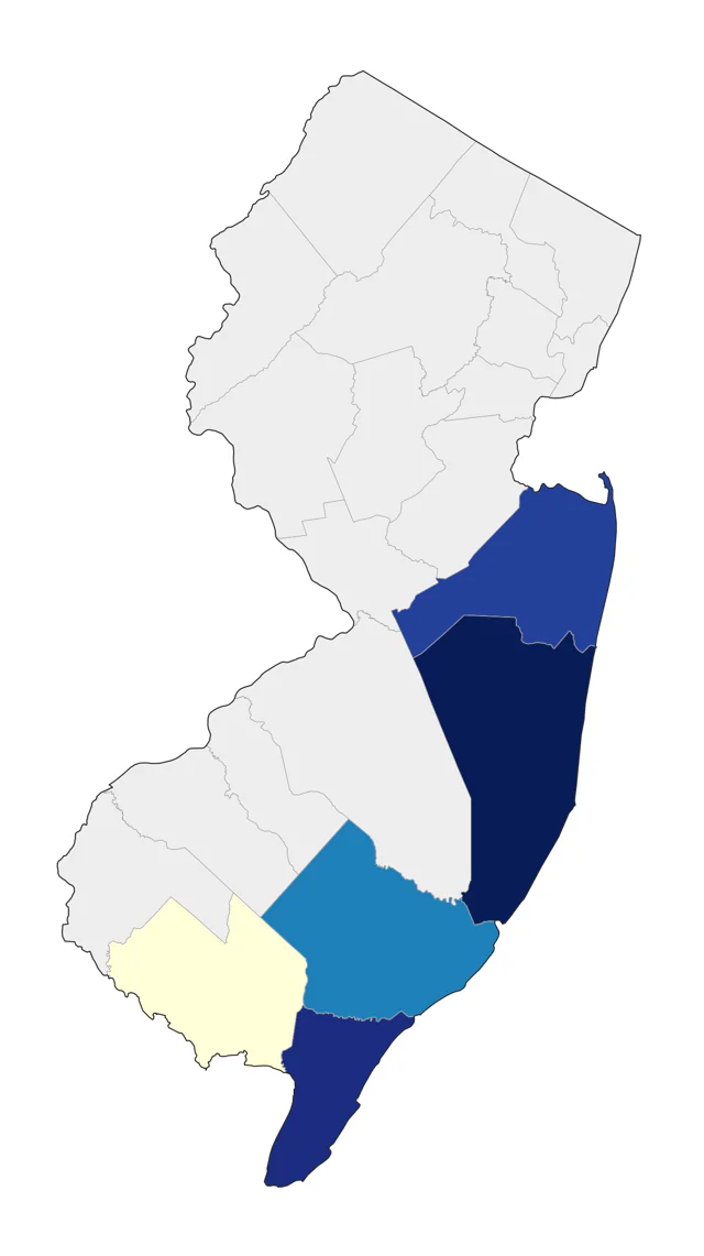 Wilson's Plover county map