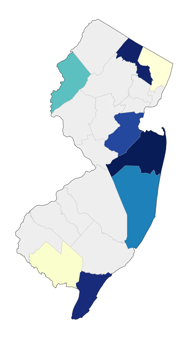 Wood Stork county map