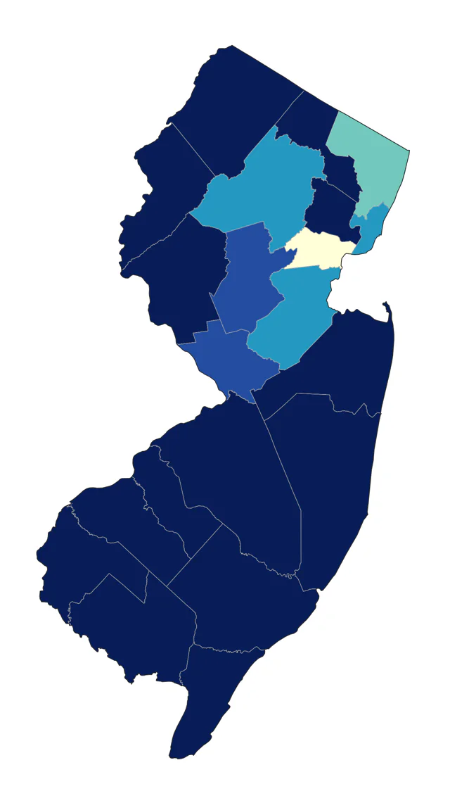 Yellow-throated Warbler county map