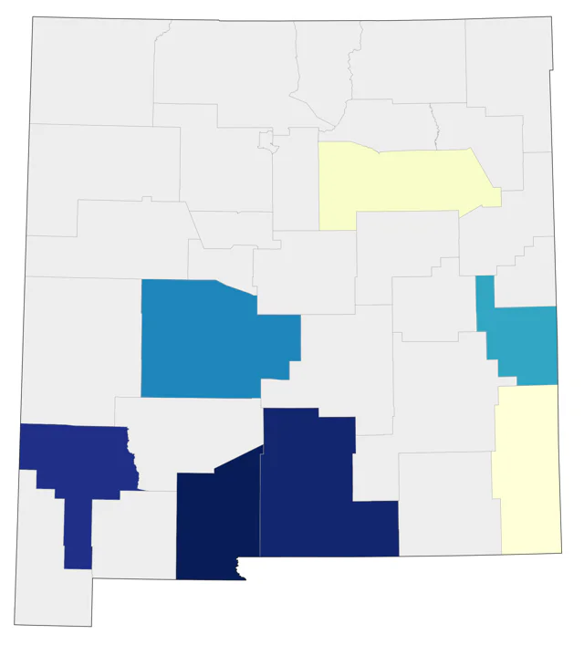 Couch's Kingbird county map