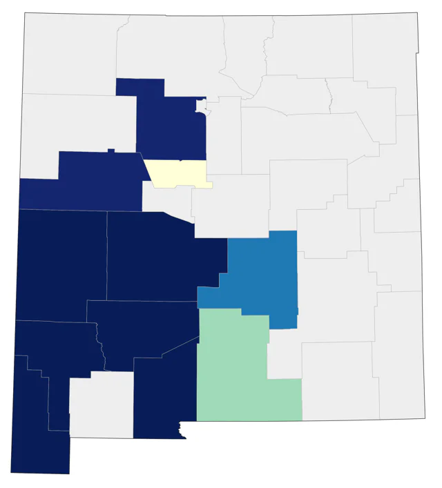 Olive Warbler county map