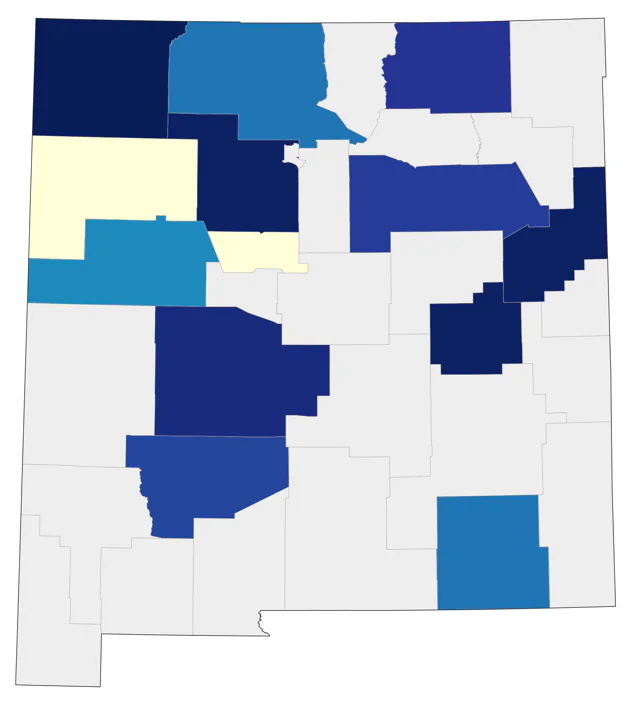 Red-necked Grebe county map