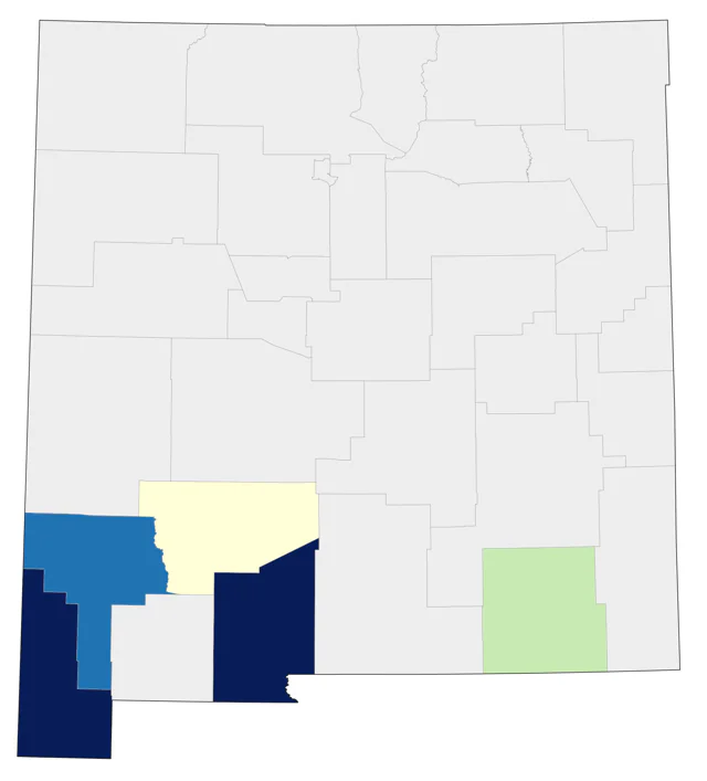 Thick-billed Kingbird county map