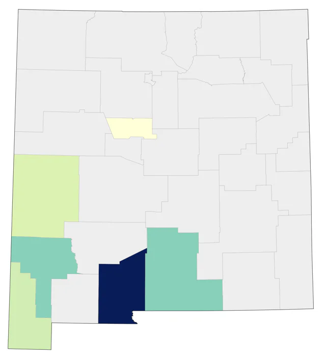 White-eared Hummingbird county map