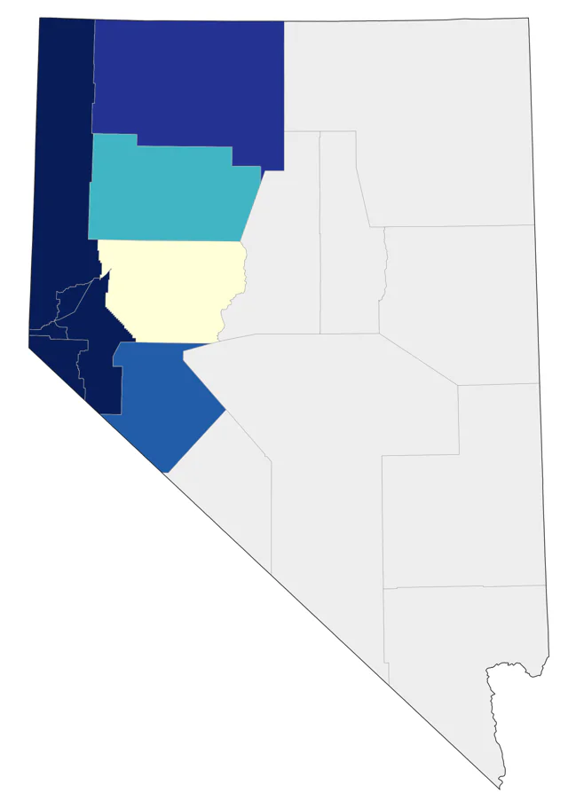 California Scrub-Jay county map