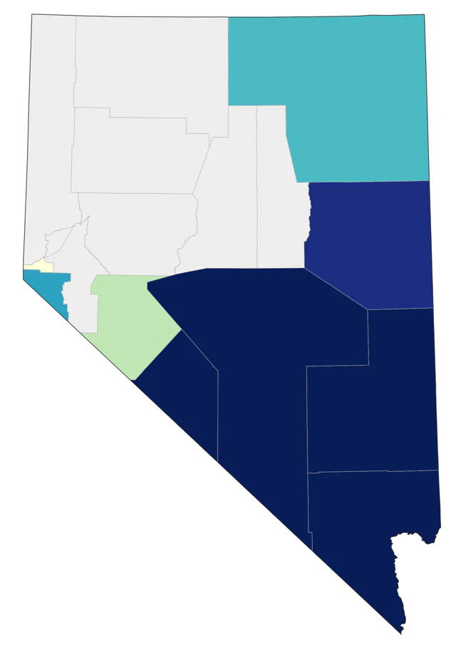 Gray Vireo county map