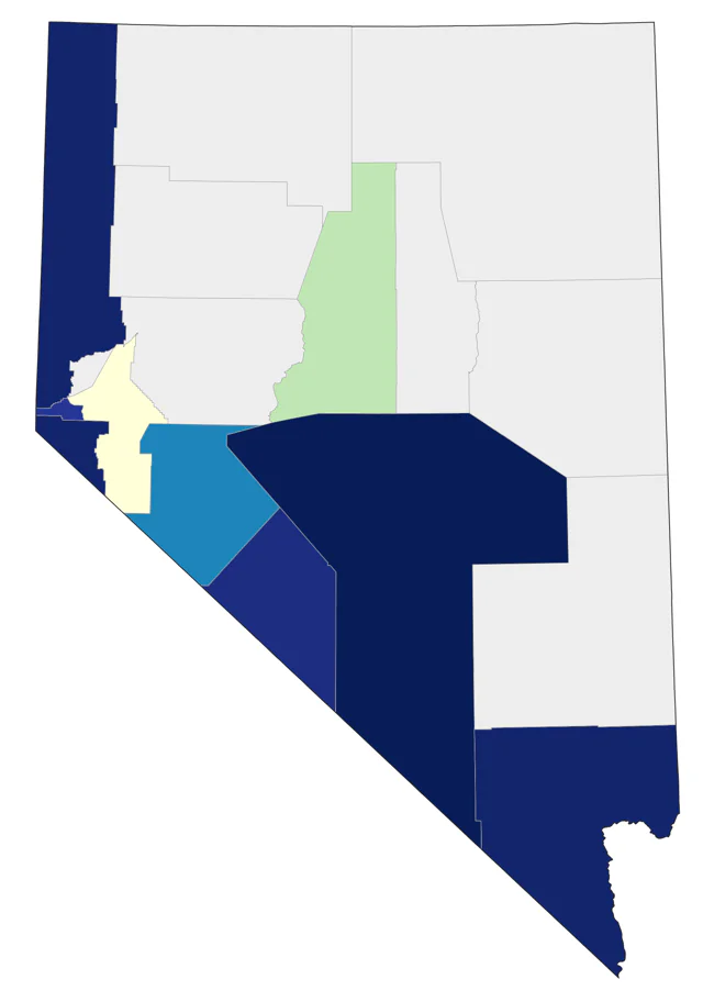 Lawrence's Goldfinch county map