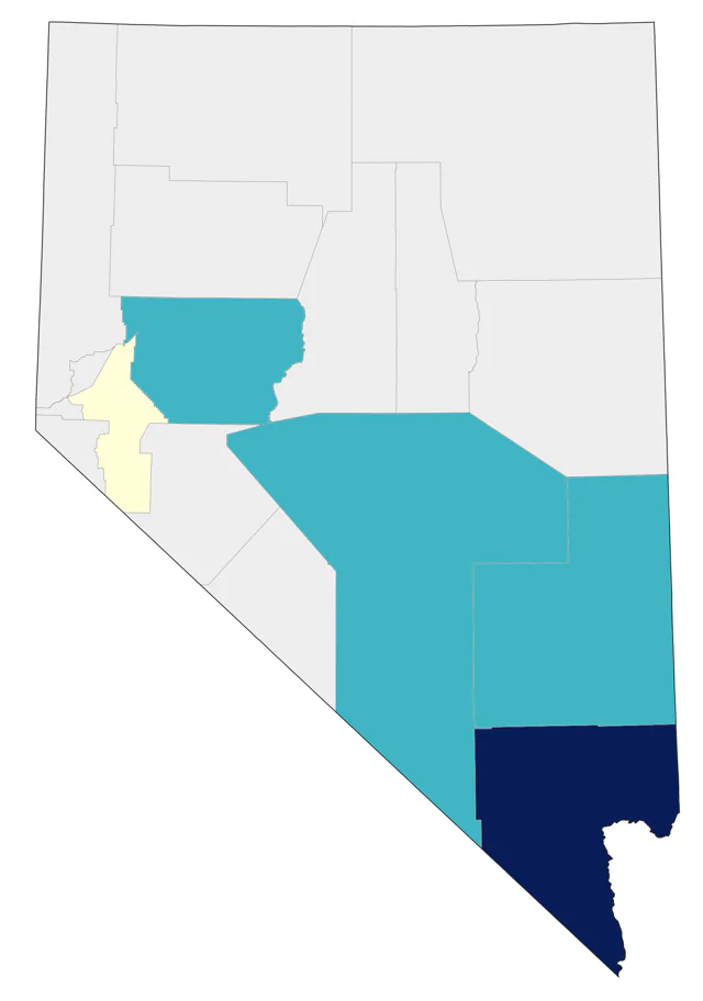 Neotropic Cormorant county map