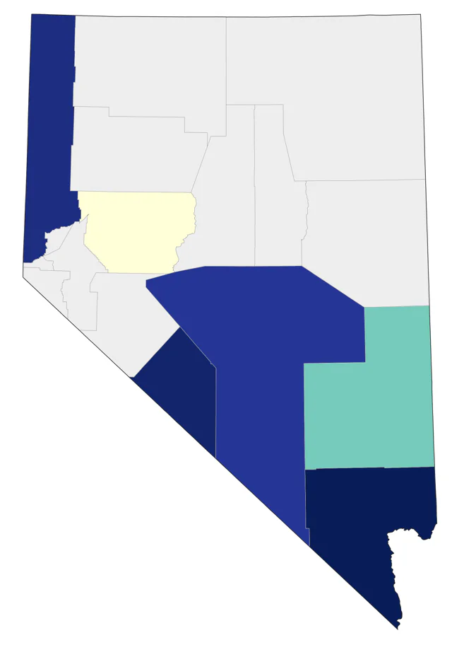Palm Warbler county map
