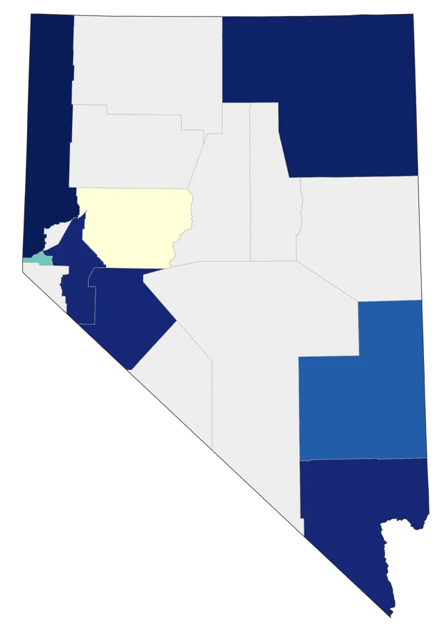 Red-necked Grebe county map