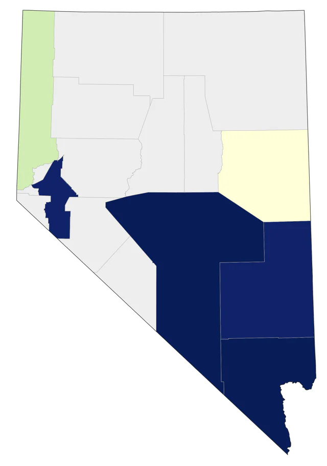 Yellow-billed Cuckoo county map