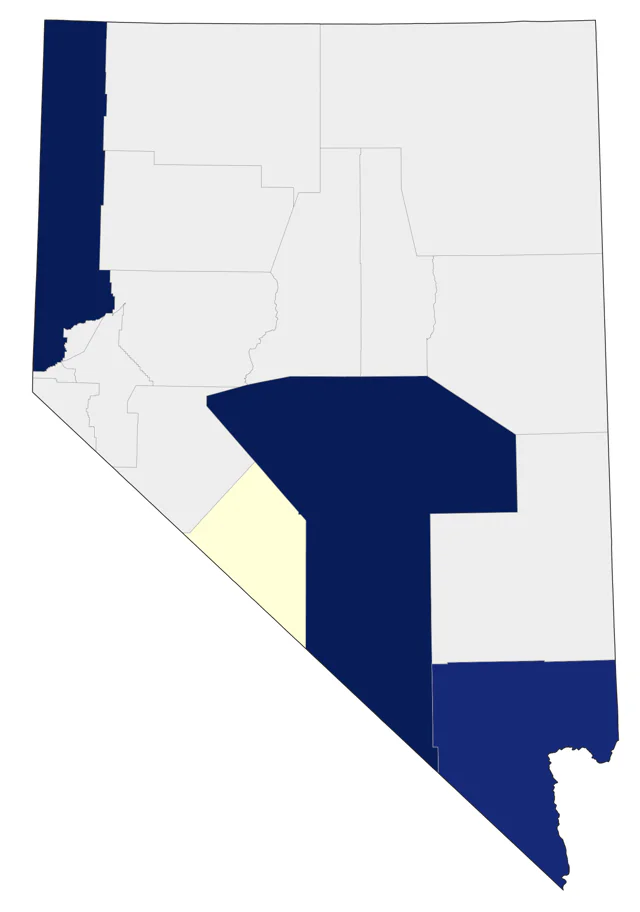 Yellow-throated Warbler county map