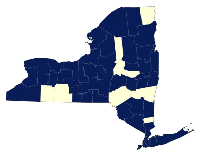 American Pipit county map