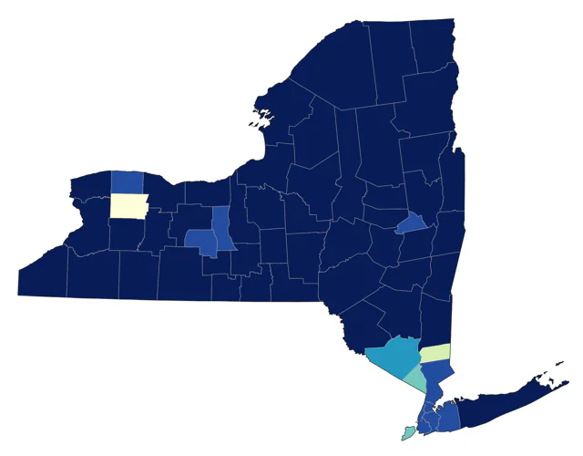 Evening Grosbeak county map