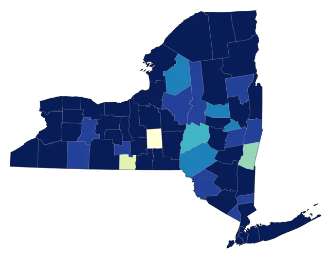Red-necked Grebe county map
