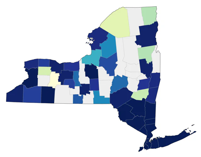 White-eyed Vireo county map