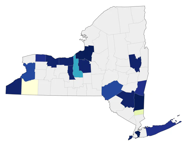 Wood Stork county map