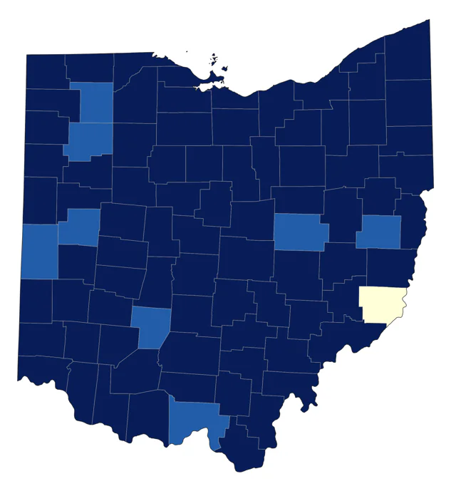American Coot county map