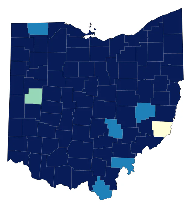 American Pipit county map