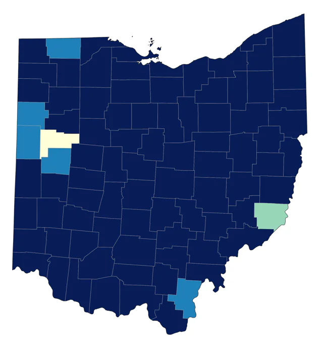 Bay-breasted Warbler county map