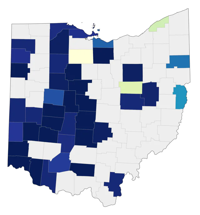 Bell's Vireo county map