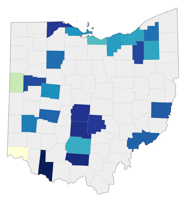 Bewick's Wren county map