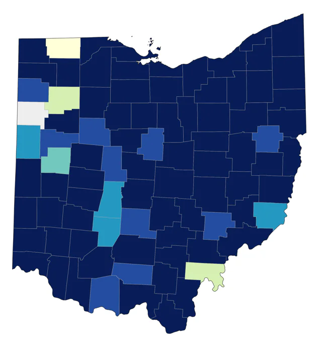 Black-billed Cuckoo county map