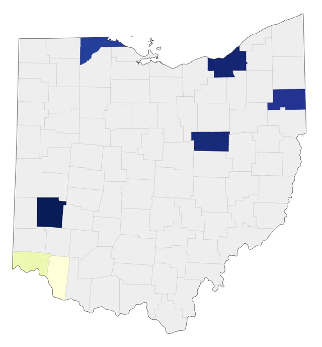 Black-headed Grosbeak county map