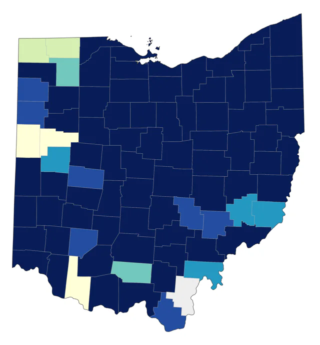 Black-throated Blue Warbler county map