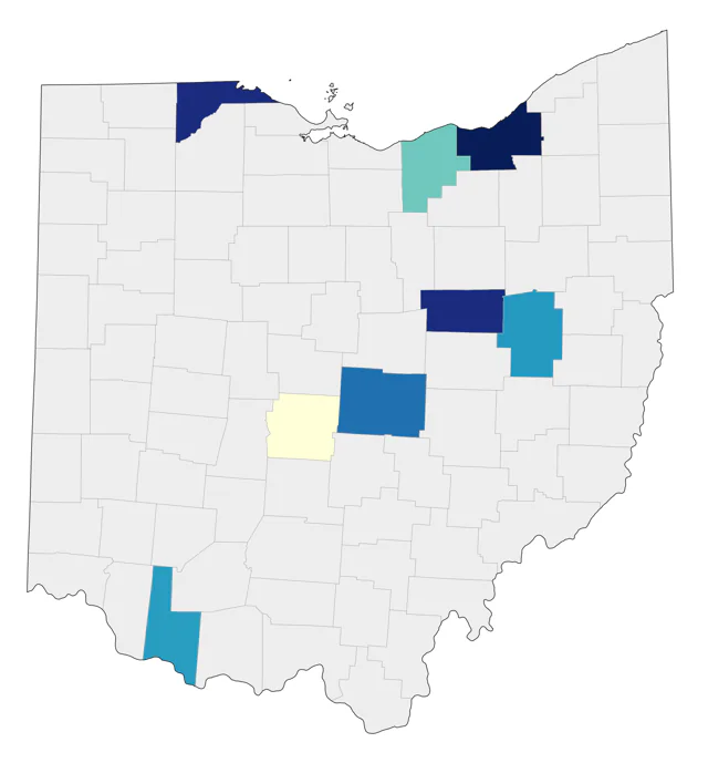 Black-throated Gray Warbler county map