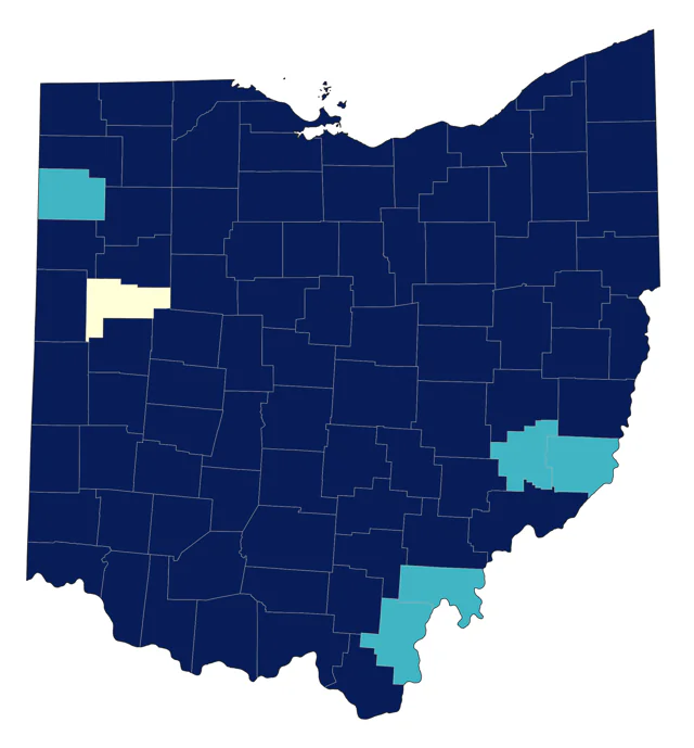 Black-throated Green Warbler county map