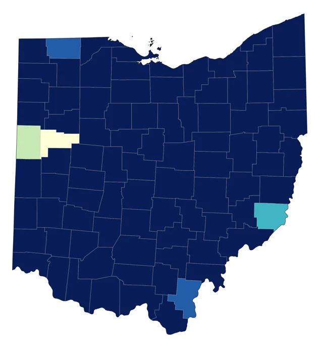 Blackburnian Warbler county map