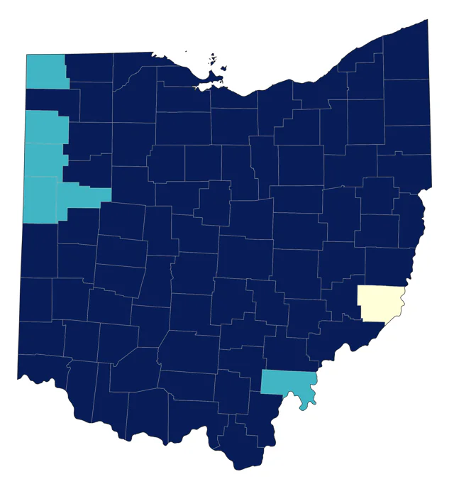 Blackpoll Warbler county map