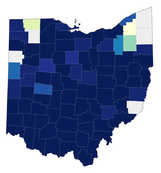 Blue Grosbeak county map