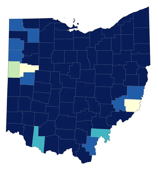 Blue-headed Vireo county map