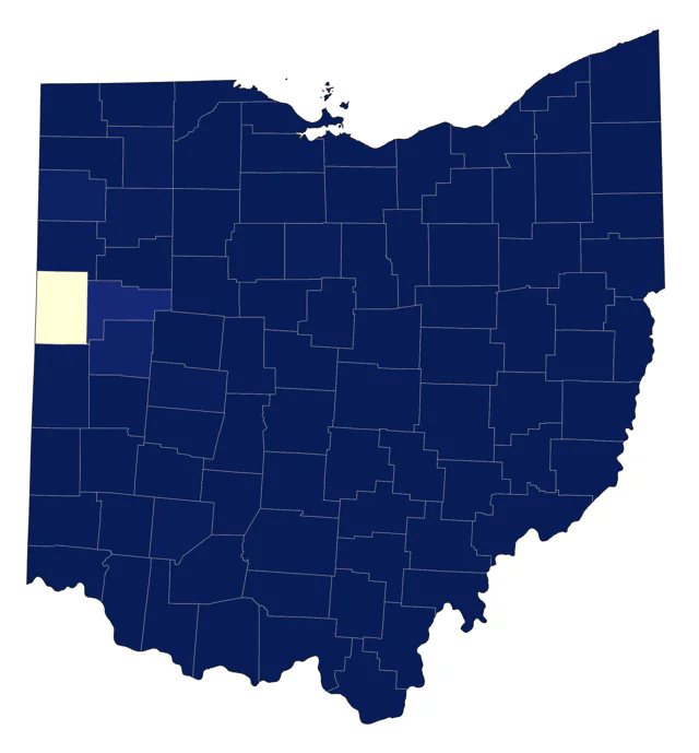Blue-winged Warbler county map
