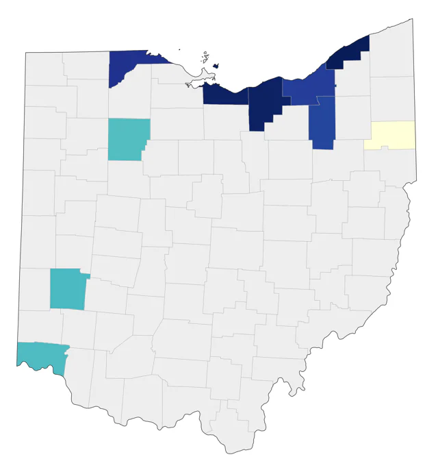 Bohemian Waxwing county map