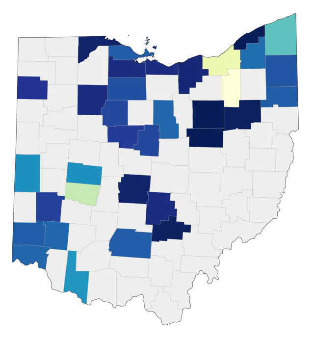Brewer's Blackbird county map
