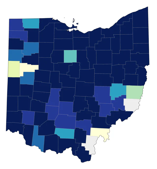 Canada Warbler county map