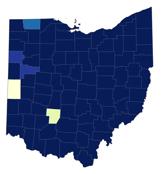 Common Merganser county map