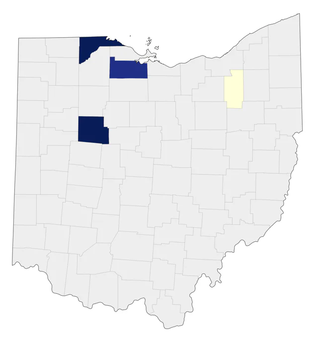 Eurasian Tree Sparrow county map