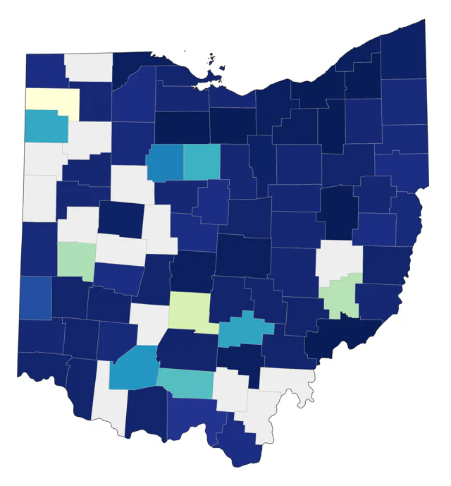 Evening Grosbeak county map