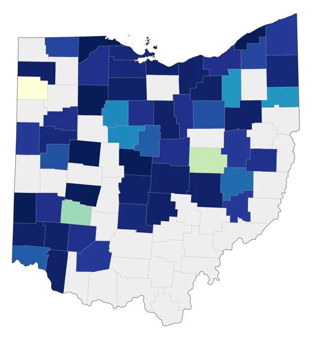 Franklin's Gull county map