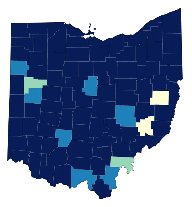 Great Horned Owl county map