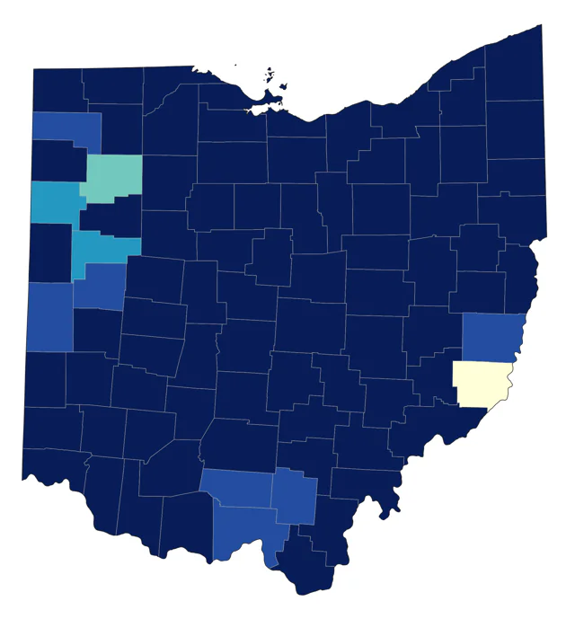 Green-winged Teal county map
