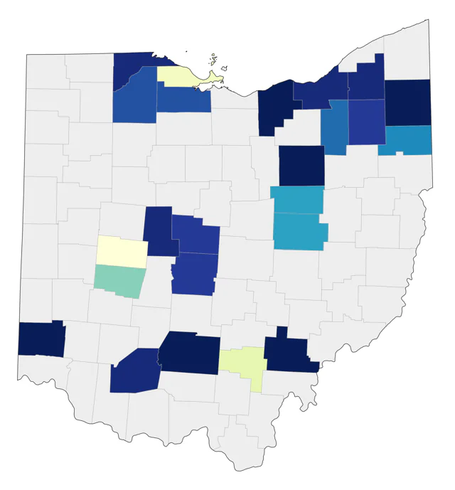Helmeted Guineafowl county map
